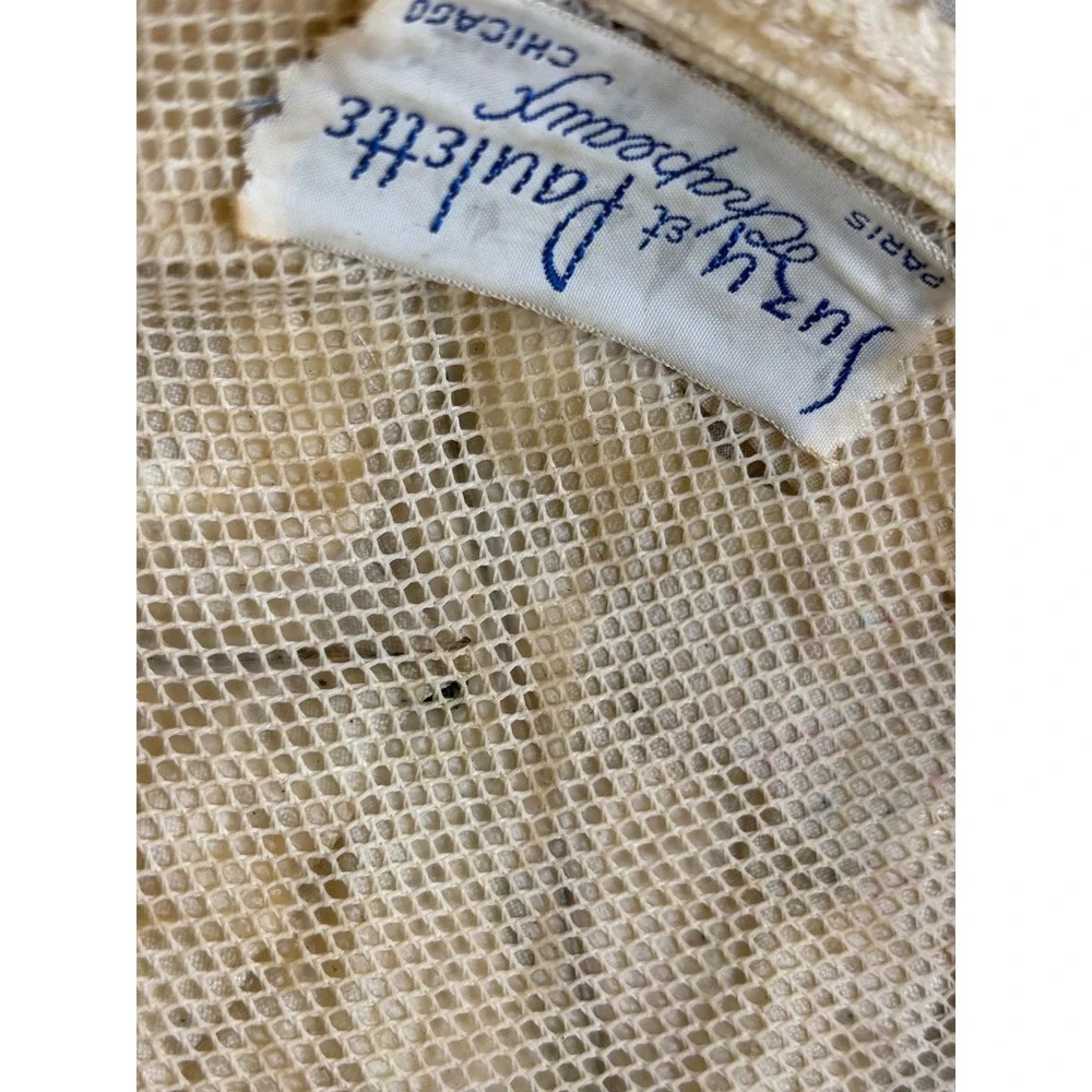 Suzy et Paulette Chapeaux Vintage Floral Pillbox Hat with Veil Champagne Pearl